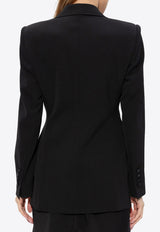 Floral-Appliqué Double-Breasted Blazer